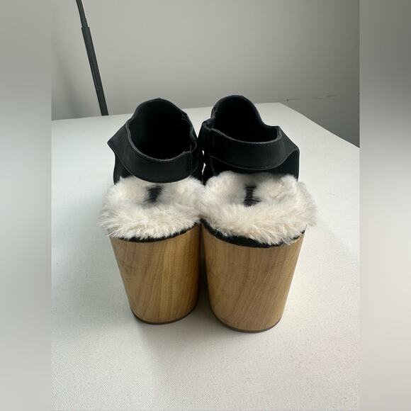 Silent D Clogs NWOB Fur Lined Size 41/ US 10 Black Wood Anthropologie - Picture 7 of 9